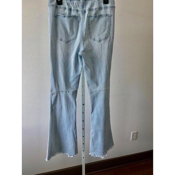 Ashley Mason Jeans 11 Blue Y2K Flare Light Wash High Rise Raw Hem Boho Soft Girl - Picture 2 of 15